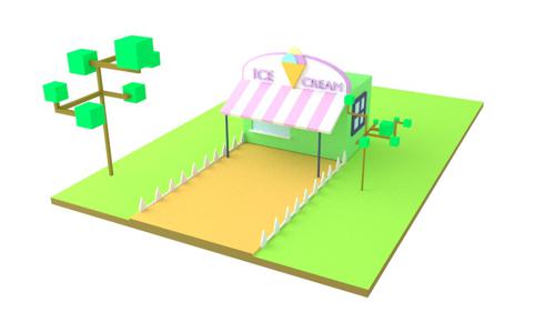 Low poly ice cream stand preview image